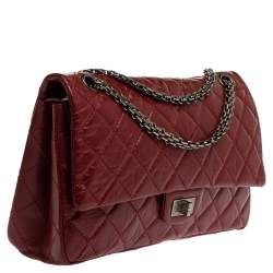 Pre Owned Chanel Red Quilted Leather Reissue 2.55 Classic 226 Flap Bag