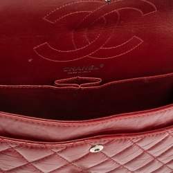 Pre Owned Chanel Red Quilted Leather Reissue 2.55 Classic 226 Flap Bag