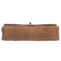مملوكة مسبقًا Chanel Brown Python Medium Classic Double Flap Bag