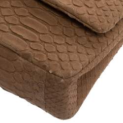 مملوكة مسبقًا Chanel Brown Python Medium Classic Double Flap Bag