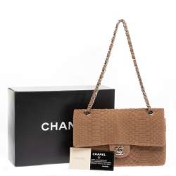 مملوكة مسبقًا Chanel Brown Python Medium Classic Double Flap Bag