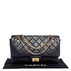 Pre Owned حقيبة شانيل "جامبو ريشيو 2.55 كلاسيك 227" قلاب جلد مبطن أزرق كحلي