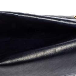 Pre Owned حقيبة شانيل "جامبو ريشيو 2.55 كلاسيك 227" قلاب جلد مبطن أزرق كحلي