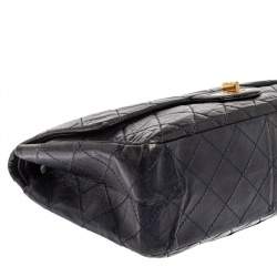 Pre Owned حقيبة شانيل "جامبو ريشيو 2.55 كلاسيك 227" قلاب جلد مبطن أزرق كحلي