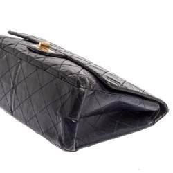 Pre Owned حقيبة شانيل "جامبو ريشيو 2.55 كلاسيك 227" قلاب جلد مبطن أزرق كحلي