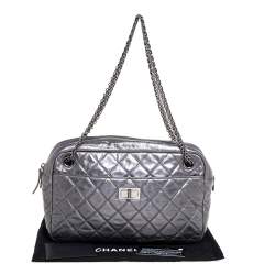 Pre Owned حقيبة كتف شانيل كاميرا 2.55 ريشيو جلد رصاصي مبطن