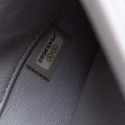Pre Owned Chanel Grey Chevron Leather Small Trendy CC Flap Top Handle Bag