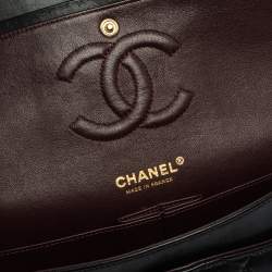 Pre Owned حقيبة شانيل قلاب مزدوج كلاسيكية متوسطة جلد مبطن سوداء