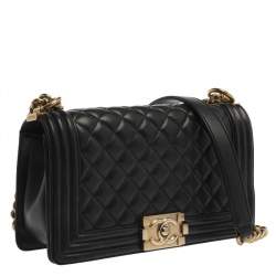 مملوكة مسبقًا Chanel Black Quilted Leather Medium Boy Flap Bag