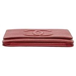 Chanel Red Caviar Leather CC Timeless Wallet On Chain
