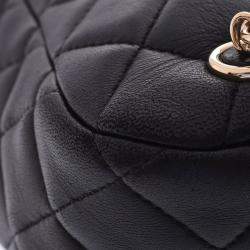 Pre Owned Chanel Black Quilted Lambskin Leather Backpack