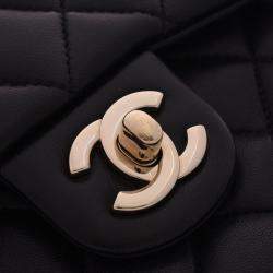 Pre Owned Chanel Black Quilted Lambskin Leather Backpack
