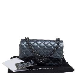 Pre Owned Chanel Metallic Dark Blue Quilted Leather New Mini Classic Single Flap Bag