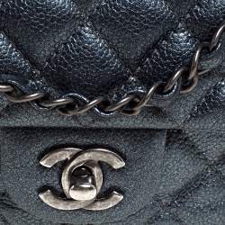 Pre Owned Chanel Metallic Dark Blue Quilted Leather New Mini Classic Single Flap Bag