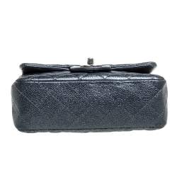 Pre Owned Chanel Metallic Dark Blue Quilted Leather New Mini Classic Single Flap Bag