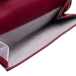 Chanel Red Leather Camellia Embossed French Wallet