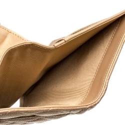 Chanel Metallic Gold Quilted Caviar Leather CC Yen Wallet