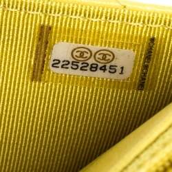 Chanel Yellow Chevron Leather Wallet on Chain