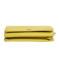 Chanel Yellow Chevron Leather Wallet on Chain