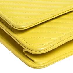 Chanel Yellow Chevron Leather Wallet on Chain