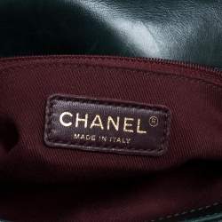 Pre Owned Chanel Dark Green Quilted Leather and Python Urban Mix Flap Bag