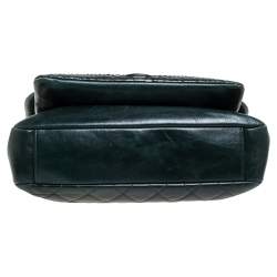 Pre Owned Chanel Dark Green Quilted Leather and Python Urban Mix Flap Bag
