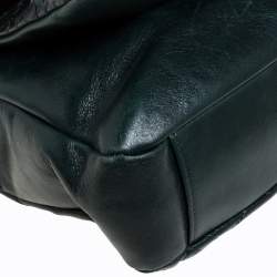 Pre Owned Chanel Dark Green Quilted Leather and Python Urban Mix Flap Bag