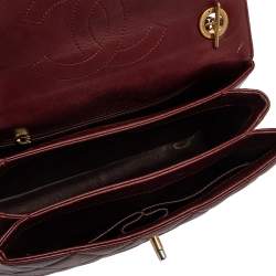 Pre Owned Chanel Red Quilted Leather Small Trendy CC Flap Top Handle Bag