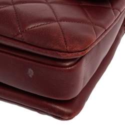 Pre Owned Chanel Red Quilted Leather Small Trendy CC Flap Top Handle Bag