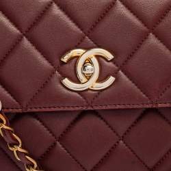 Pre Owned Chanel Red Quilted Leather Small Trendy CC Flap Top Handle Bag