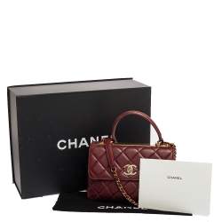 Pre Owned Chanel Red Quilted Leather Small Trendy CC Flap Top Handle Bag