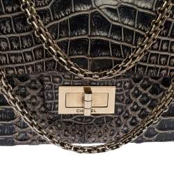 Pre Owned Chanel Black Crocodile and Python 2.55 Classic 226 Reissue Flap Bag