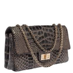 Pre Owned Chanel Black Crocodile and Python 2.55 Classic 226 Reissue Flap Bag