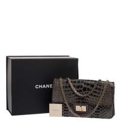 Pre Owned Chanel Black Crocodile and Python 2.55 Classic 226 Reissue Flap Bag