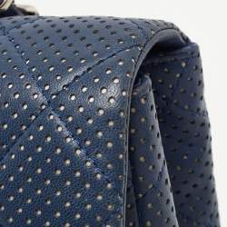 Pre Owned Chanel Navy Blue Quilted Perforated Leather Mini Crossbody Bag