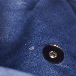 Pre Owned Chanel Navy Blue Quilted Perforated Leather Mini Crossbody Bag