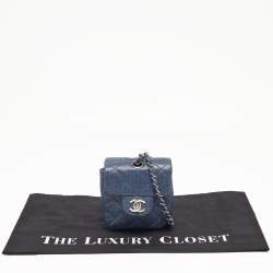 Pre Owned Chanel Navy Blue Quilted Perforated Leather Mini Crossbody Bag