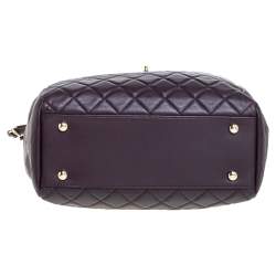 Pre Owned Chanel Plum Quilted Leather Timeless Classic Drawstring Bag