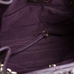Pre Owned Chanel Plum Quilted Leather Timeless Classic Drawstring Bag