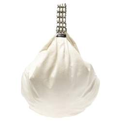 Pre Owned Chanel White Leather Rock and Chain Hobo