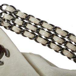 Pre Owned Chanel White Leather Rock and Chain Hobo