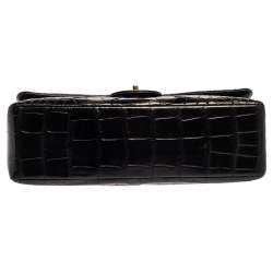 Pre Owned حقيبة شانيل قلاب ماكسي كلاسيكية جلد تمساح سوداء