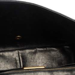 Pre Owned حقيبة شانيل قلاب ماكسي كلاسيكية جلد تمساح سوداء