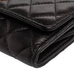 Pre Owned محفظة شانيل CC 19 جلد مبطن أسود