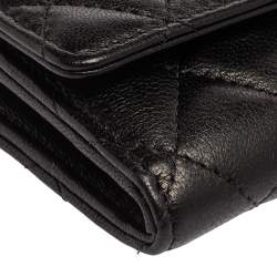 Pre Owned محفظة شانيل CC 19 جلد مبطن أسود