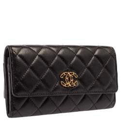 Pre Owned محفظة شاني ل CC 19 جلد مبطن أسود