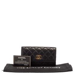 Pre Owned محفظة شانيل CC 19 جلد مبطن أسود