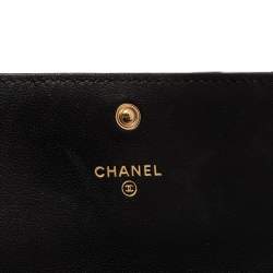 Pre Owned محفظة شانيل CC 19 جلد مبطن أسود