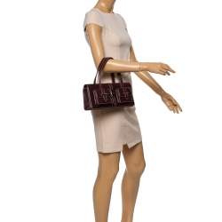 مملوكة مسبقًا Chanel Dark Burgundy Leather Double Pocket Satchel 