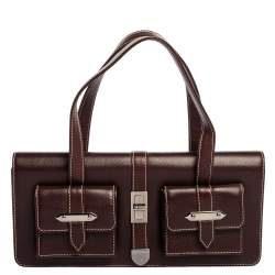 مملوكة مسبقًا Chanel Dark Burgundy Leather Double Pocket Satchel 